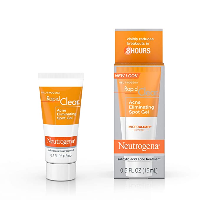 Neutrogena Rapid Clear Acne Eliminating Spot Treatment Gel with Witch Hazel and Salicylic Acid Acne Medicine for Acne-Prone Skin, 0.5 fl. oz