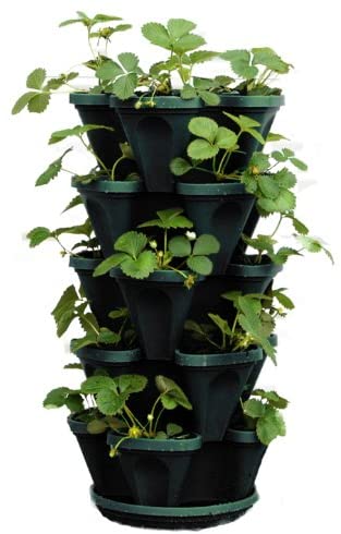 5-Tier Stackable Strawberry, Herb, Flower, & Vegetable Planter - Vertical Gardening Indoor / Outdoor Stacking Garden Pots (1305-HG)