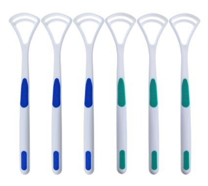 Tongue Cleaner by Ashtonbee (6-Piece) - High-Quality Plastic, Gentle Bacteria Inhibiting Scraper, Easy to Use Antimicrobial Sweeper, Colours May Vary, Maintain a Healthy Mouth Today!