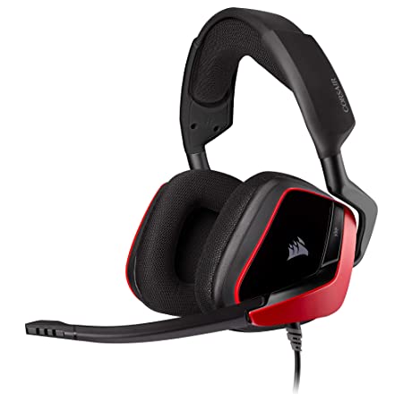 Corsair Void Elite Surround Gaming Headset (7.1 Surround Sound, Optimised Omnidirection Microphone with PC, PS4, Xbox One, Switch and Mobile Compatibility) Red