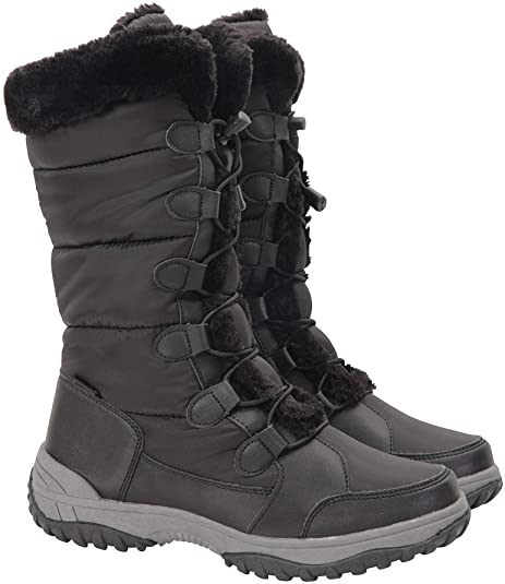 Mountain Warehouse Snowflake Womens Long Snowboots - Faux Fur, High Traction Outsole - Snowproof Winter Shoes