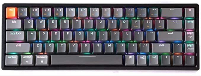 Keychron K6 Bluetooth Wireless/Wired Gaming Mechanical Keyboard - Compact 68 Keys Aluminum Frame Gateron Brown Switch RGB Backlit for Mac Windows