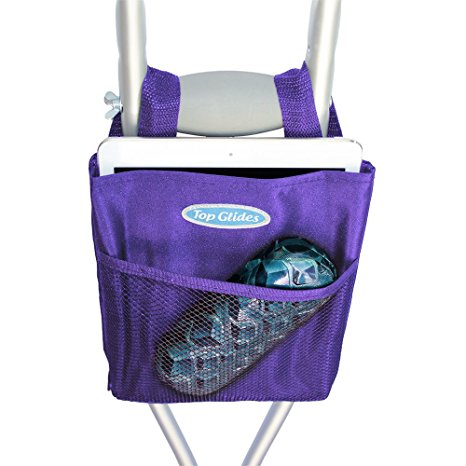 Large Universal 2-Pocket 8"x9" Crutch Bag / Tote / Pouch (Purple)
