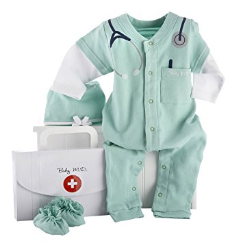Baby Aspen, Baby M.D. Three-Piece Layette Set in "Doctor's Bag" Gift Box, 0-6 Months