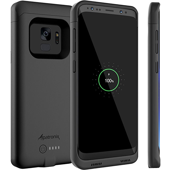 Galaxy S9 Battery Case with Qi Wireless Charging Compatibility, Alpatronix BX440 5.8-inch 4000mAh Slim Rechargeable Extended Protective Portable Backup Charger for Samsung S9 [Android 8.0 ] - Black