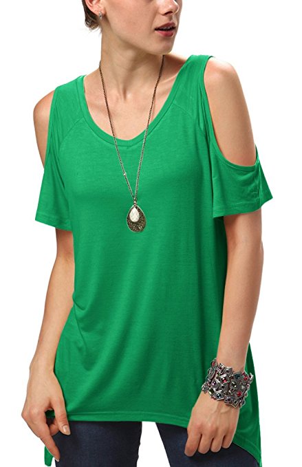 Women's Vogue Shoulder Off Wide Hem Design Top Shirt