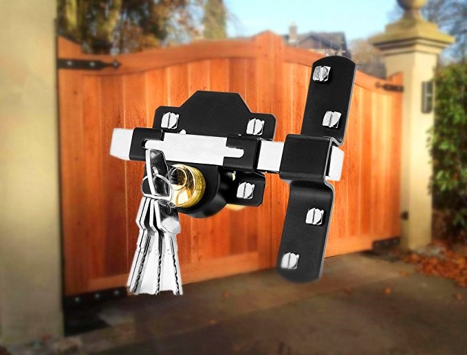 Concise Home 50mm Double Long Throw Gate Lock 5 Keys Garden Locking Both Sides