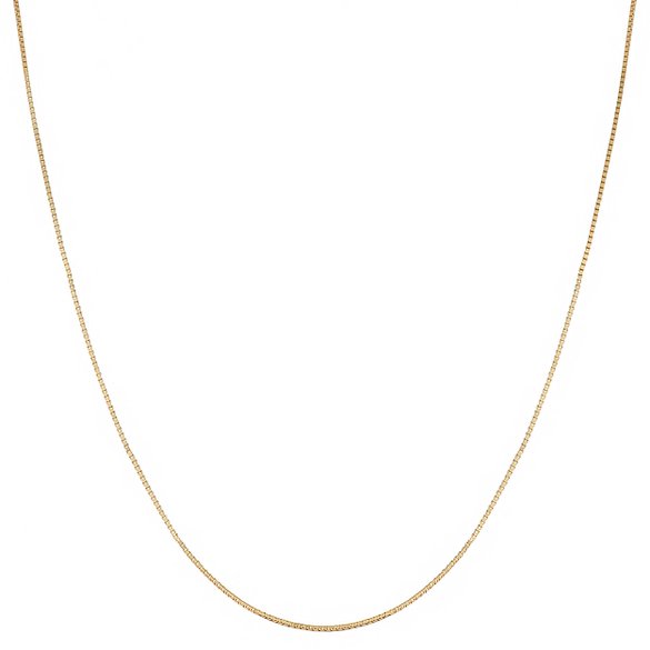 Solid 10k Gold 0.7mm Box Chain Necklace (16, 18, 20, 22, 24 or 30 inch - yellow or white gold)