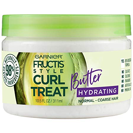 Garnier Fructis Style Curl Treat Hydrating Butter for Normal to Coarse Curly Hair, 10.5 Fl Oz