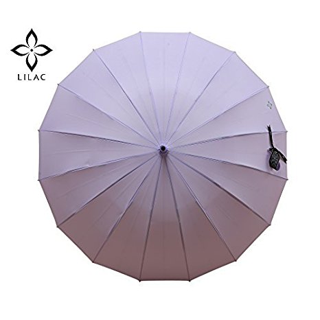Lilac 43" Auto Open Travel Umbrella Windproof Waterproof UV Protection Safety Easy Carrying for Kids Child