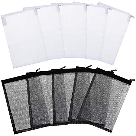 Tatuo 20 Pieces Aquarium Filter Bags Media Mesh Filter Bags with Zipper for Charcoal Pelletized Remove, White and Black