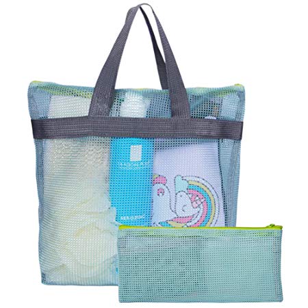 Attmu 2 Pack Shower Tote Bag Mesh Shower Bag Portable Toiletry Shower Caddy Bag for College Dorm Bathroom Accessories