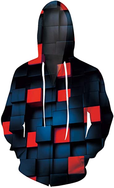 UNIFACO Unisex 3D Full Zip Hoodie Realistic Wolf Print Hooded Sweatshirt Jacket with Pockets S-XXL