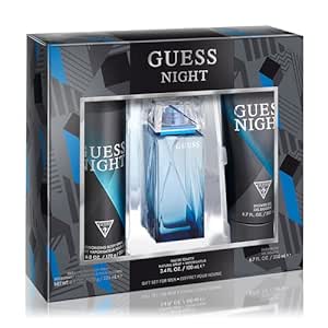 GUESS Night Men Eau de Toilette 3 Piece Gift Set - Cologne Spray 3.4 Fl. Oz., Deodorizing Body Spray 6.0 Oz., & Shower Gel 6.7 Fl. Oz.