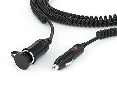 [UL Listed] Pwr  EXTRA LONG (6 Ft Uncoiled / 1.5 Ft Coiled) Cigarette Lighter Extension Cord, 12V Car Charger Socket Power Plug Cable 18AWG