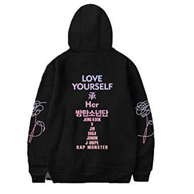 FridayLead Kpop BTS Hoodie Sweater Love Yourself Her Hoodie Unisex Fashion Jumper Pink Printing Sweatshirt