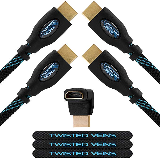 Twisted Veins HDMI Cable 20 ft, 2-Pack, Premium HDMI Cord Type High Speed with Ethernet, Supports HDMI 2.0b 4K 60hz HDR on Most Devices and May Only Support 4K 30hz on Some Devices