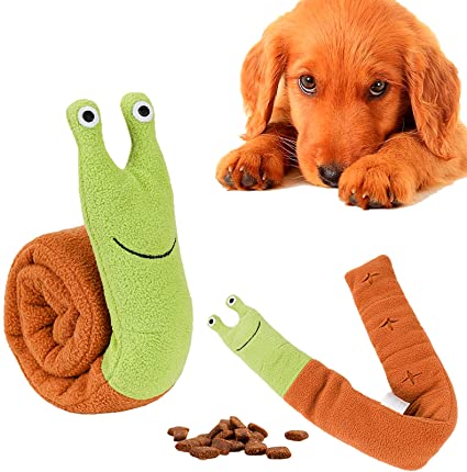 banpa Dog Toys for Boredom, Squeaky Dog Toys for Puzzle & Foraging Instinct Training, Snail Interactive Dog Chew Toys Snuffle Toys for Small to Medium Dogs Training and Reduce Boredom
