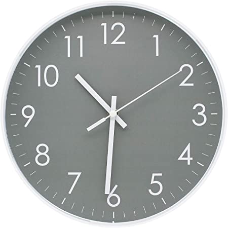 Modern Simple Wall Clock Indoor Non-Ticking Sweep Decorative Wall Clocks Battery Operated with Clear Numbers Easy to Read Wall Clock for Office,Bathroom,Livingroom Decorative 10 Inch Gray
