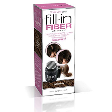 Cover Your Gray Pro Fill-In Fibers with Procapil - DARK BROWN: Hair Fibers for Thinning Hair, Hair Powder for Bald Spots, Baldness Cover up, Beard Filler, Hair Thickener, Hair Thickening