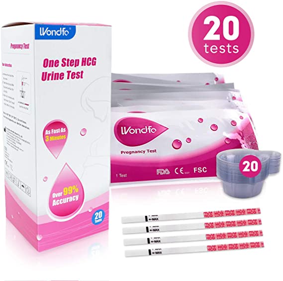 Wondfo 20xPregnancy Test Strips with 20 Urine Cups Early Result Detection Highly Sensitive Home Self-Checking Predictor Kit