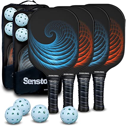 Senston Pickleball Paddle Set of 4 or 2, Professional Graphite Pickleball Set, Honeycomb Composite Core, Lightweight Pickle-Ball with Carry Bag & Balls