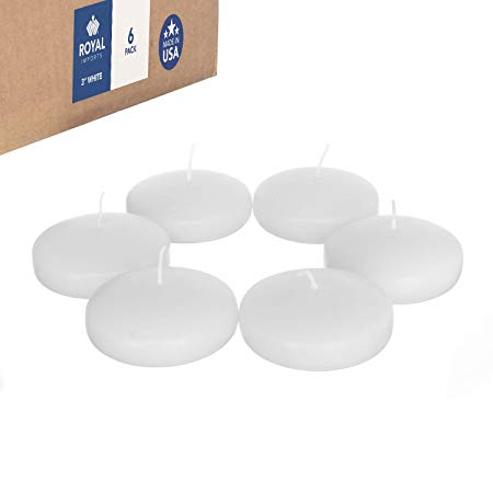 Royal Imports Floating disc Candles for Wedding, Birthday, Holiday & Home Decoration, 3 Inch, White Wax, Set of 6