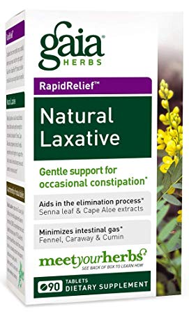 Gaia Herbs  Natural Laxative Tablets, 90 Count (Pack of 2) - Support for Constipation, Minimizes Intestinal Gas