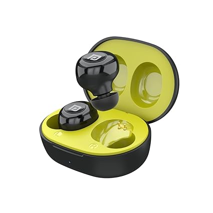 Portronics Harmonics Twins S3 Smart TWS Bluetooth 5.2 Earbuds with 20 Hrs Playtime, 8mm Drivers, Type C Charging, IPX4 Water Resistant, Low Latency, Lightweight Design(Yellow)