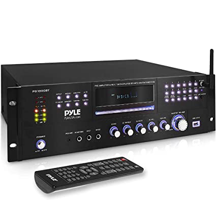 4 Channel Pre Amplifier Receiver - 1000 Watt Rack Mount Bluetooth Home Theater-Stereo Surround Sound Preamp Receiver W/Audio/Video System, CD/DVD Player, AM/FM Radio, MP3/USB Reader - Pyle PD1000BT