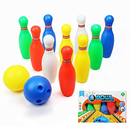 yoptote Bowling Ball Play Set Toddler Toys Funny Plastics Bowling Games Kit Party Favors,Educational, Early Developmental Toys,(12 Pcs),Mini Bowling Great Gift for Baby Kids Boys Girls 3  Year Olds