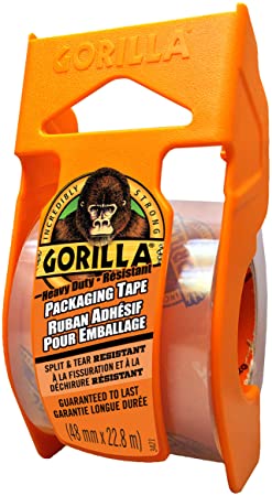 GORILLA Heavy Duty Packing Tape W/Dispenser, 25 yd