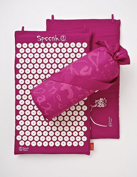 Spoonk Cotton Magenta Acupressure Massage Mat with Carry-Bag