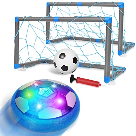 ARANEE Kids Toys Hover Soccer Ball with 2 Goals, Rechargeable Air Power Floating Football with Led Light and Soft Foam Bumpers Soccer Toys Gifts for Indoor Outdoor Boys Girls