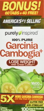 Purely Inspired Garcinia Cambogia Plus Tablets (1600mg of Garcinia per serving ), 100 Count