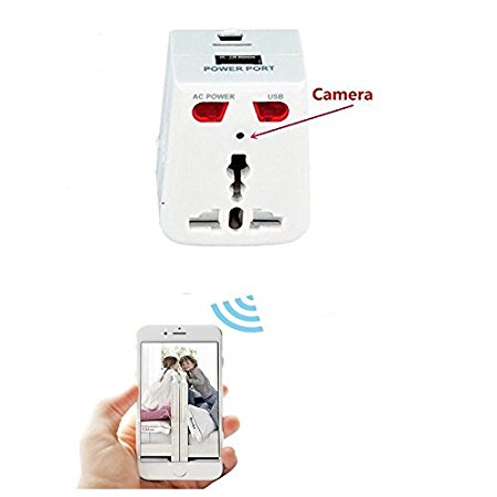 Wifi Hidden Spy Camera Security Video Recorder Mini DVR Travel Universal AC Power Plug Adapter USB Charger