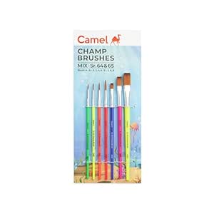 Camel Plastic Champ Brushes Set of 7 Brushes, Round and Flat