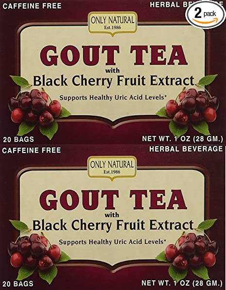 Only Natural Gout Tea Black Cherry Fruit Extract Bags, 20 Count (One Color, Pack of 2)