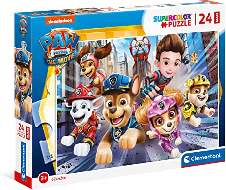 Clementoni 24222 Supercolor Paw Patrol The Movie-24 Maxi Pieces-Jigsaw Kids Age 3-Made in Italy, Cartoon Puzzles, Multicoloured