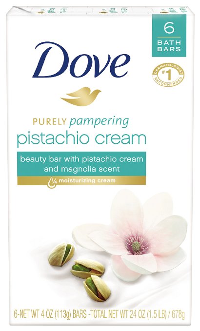 Dove Purely Pampering Beauty Bar, Pistachio Cream with Magnolia 4 oz, 6 Bar