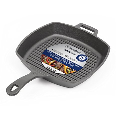 Westinghouse WFL75 Select Series Seasoned Cast Iron 10 1/2 Inch Square Grill Pan - Amazon Exclusive