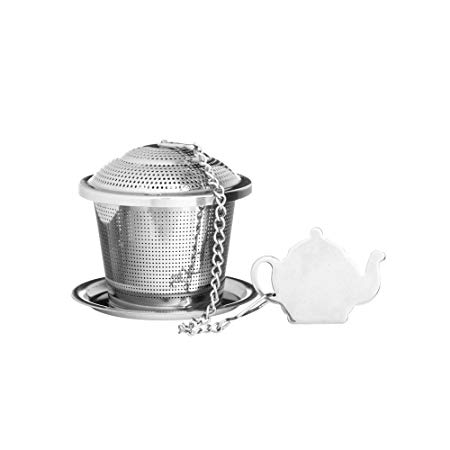 Price and Kensington Speciality Stainless Steel Novelty Tea Infuser with Drip Tray, Silver, 6x6x6 cm