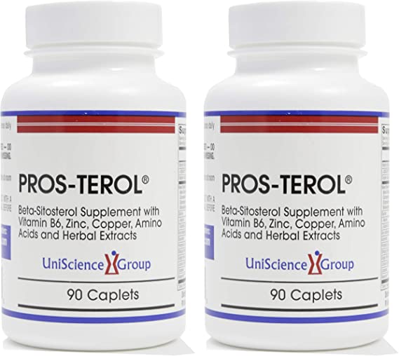 Pros-TEROL (2 Bottle kit), Prostate Relief with 900 mg Plant Sterols with Pumpkin Seed, Stinging Nettle Root, Ginger Root, Licorice Root Extracts 90 Caplets