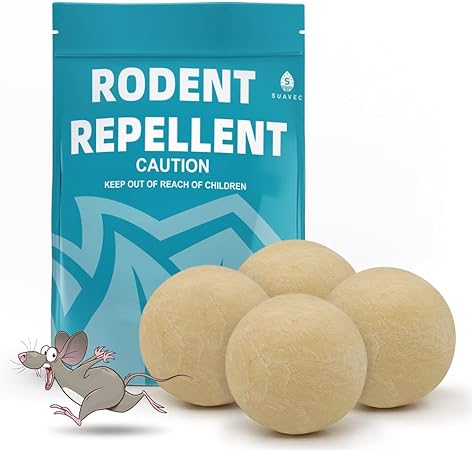 SUAVEC Rodent Repellent, Mice Repellent, Mouse Repellents, Peppermint Oil to Repel Mice and Rats, Rat Repellent for House, RV Rodent Repellant, Mice Away Repellent for Indoors, Rat Deterrent-4 Packs