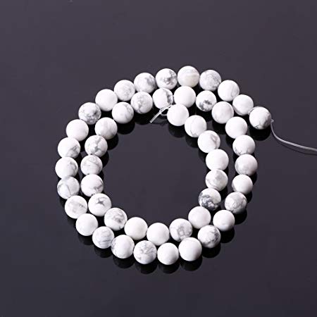 Bingcute 6mm Round White Howlite Beads Natural Stone Beads DIY Loose Beads for Jewelry Making for Bracelet Making Strand 15"