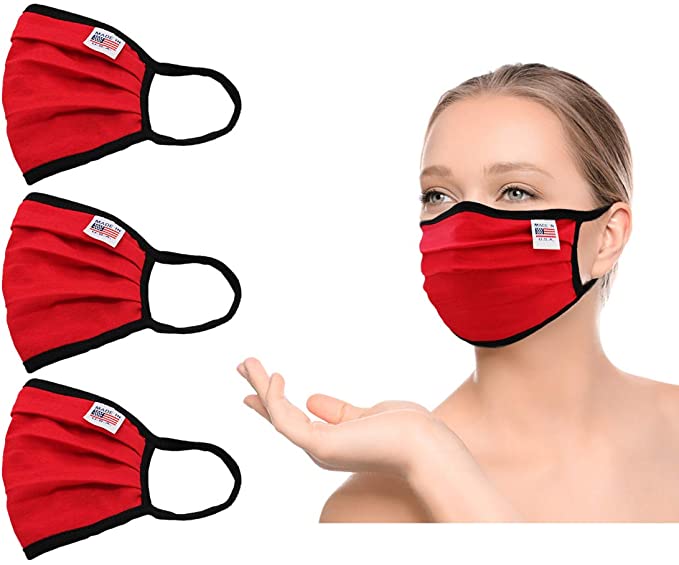 (IN STOCK) MADE IN USA Washable Reusable Anti-Dust Cotton Mouth Face Protection Double Layer Covering - 3 Pack