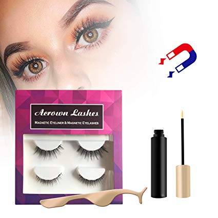 Magnetic EyeLiner and Lashes Kit Natural Look Waterproof and Smudge Resistant No Glue Reusable Natural False Lashes
