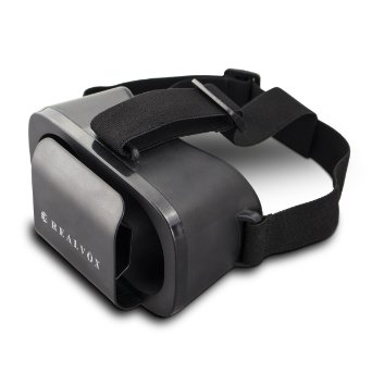 REALVOX the First Ultra Compact Lightweight Truly Portable Plastic VR Headset Google Cardboard Virtual Reality Headset 3D Movie Game Glasses for Samsung Moto LG Nexus HTC iPhone, Black