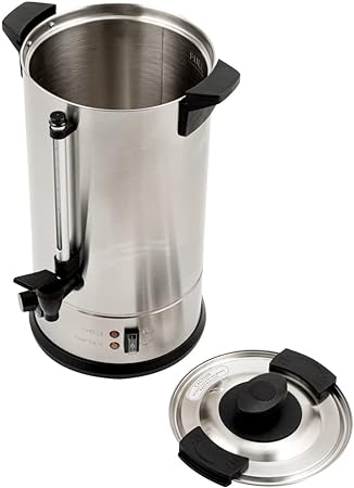 Restaurantware Restpresso 3 Gallon Coffee Dispenser 1 Double-Wall Large Coffee Urn - 120V/1000W Serves 67 Cups Silver 13/0 Stainless Steel Hot Water Urn Adjustable Thermostat No-Drip Spigot