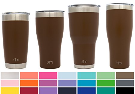 Simple Modern 22oz Slim Cruiser Tumblers - Vacuum Insulated Travel Mugs Vessel - 650 ml Double Wall Brown 18/8 Stainless Steel - Java Brown